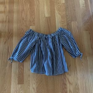 Plaid Off The Shoulder Top